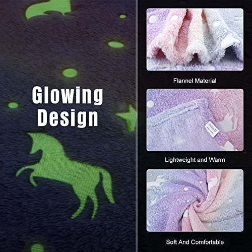 Victop Kuscheldecke Kinder Glow In The Dark Superweiche Flanell Fleecedecke Dekoriert mit Sternen und Pferden, Warm Gemütlich Pelzige Decke für Kinder, Mädchen, Jungen(100 x 150 cm) - Image 4