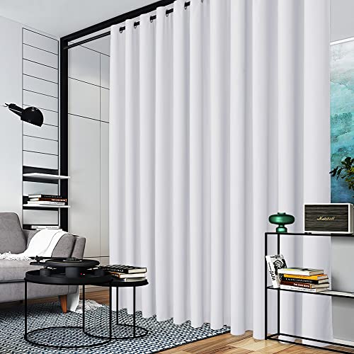 Image of RYB HOME Room Divider Curtains - Extra Wide Privacy Screens Curtains Blackout for Living Room Share Bedroom Patio Home Theatre Backdrop Garage, 1 Panel, Grayish White, 20ft Wide x 7ft Long