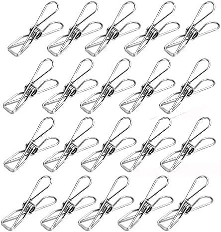 Perchero for Ropa a Prueba de Viento, Pinzas for tendedero, Pinzas for Ropa, Pinzas for Colgar Ropa de Acero Inoxidable, Pinzas de Alambre de Metal, Abrazaderas adecuadas for Viajes, Viajes