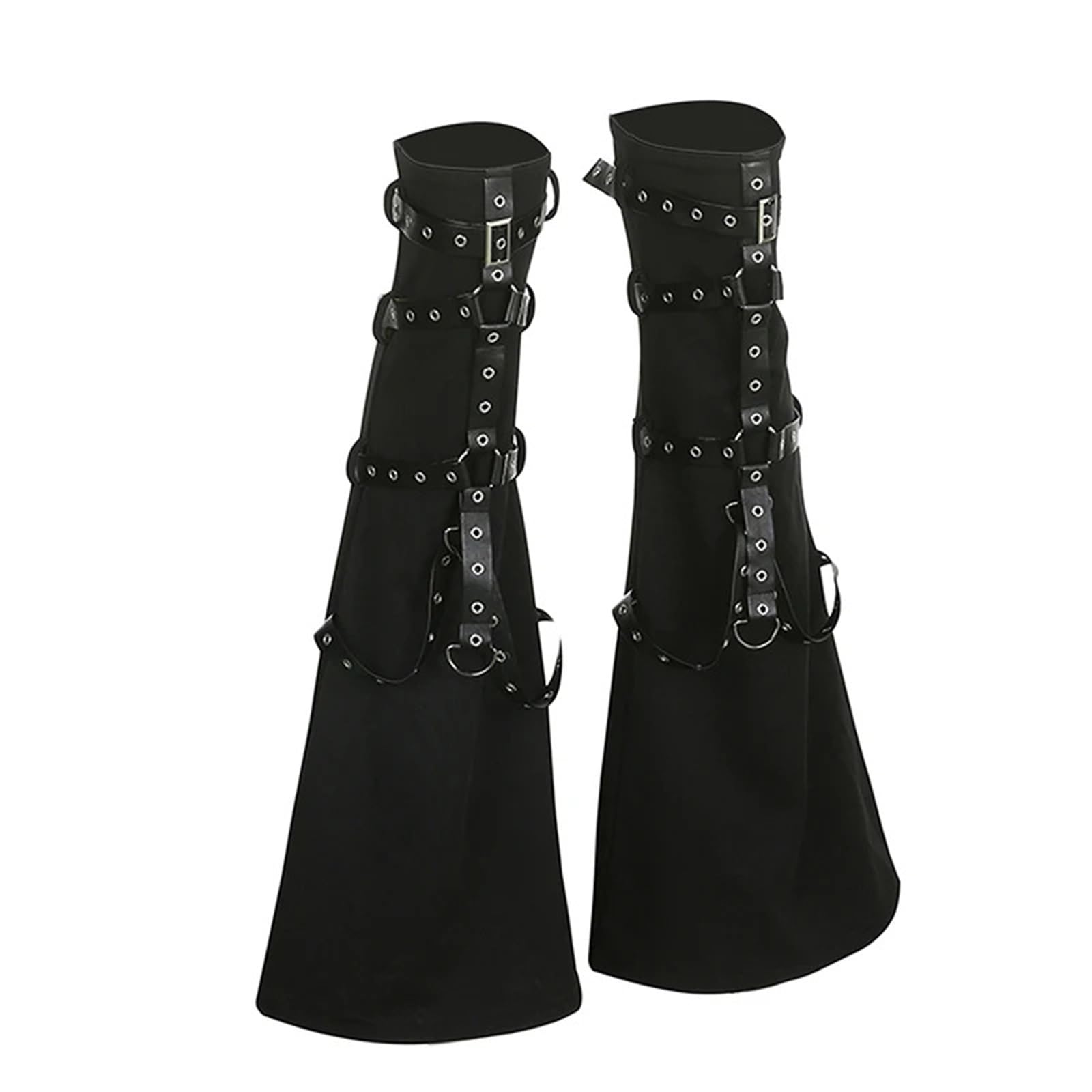 Womens Chic Leg Warmers High Knee Black Metal Buckled Stocking Punk Gothic Kawaii Y2K Boot Socks Streetwear