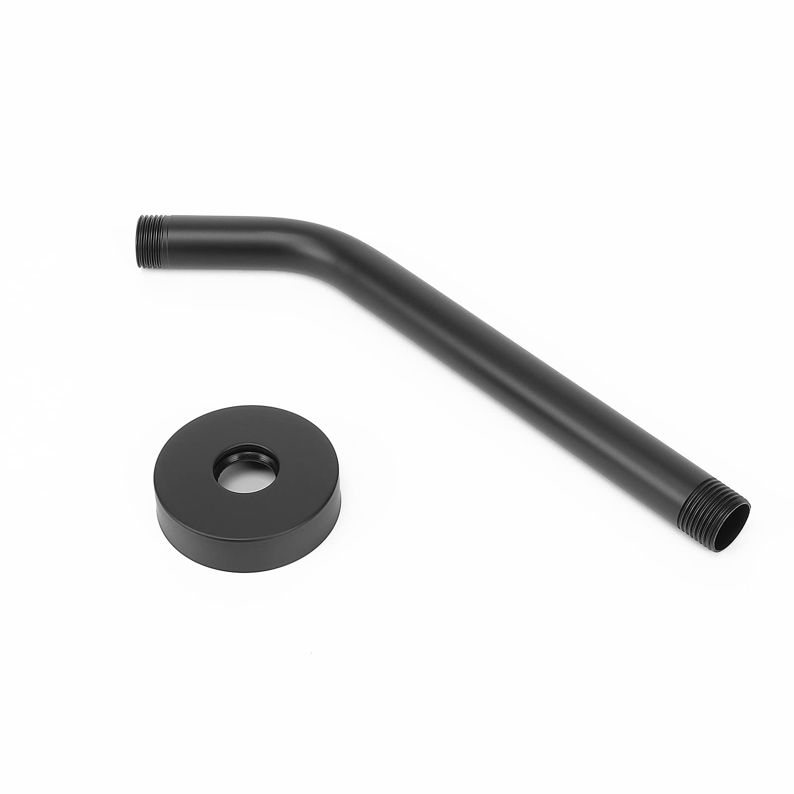 Brazo de ducha con brida y cinta de teflón, tubo de ducha montado en la pared, brazo de extensión de acero inoxidable 304 para cabezal de ducha fijo y mano (10 pulgadas, negro mate)