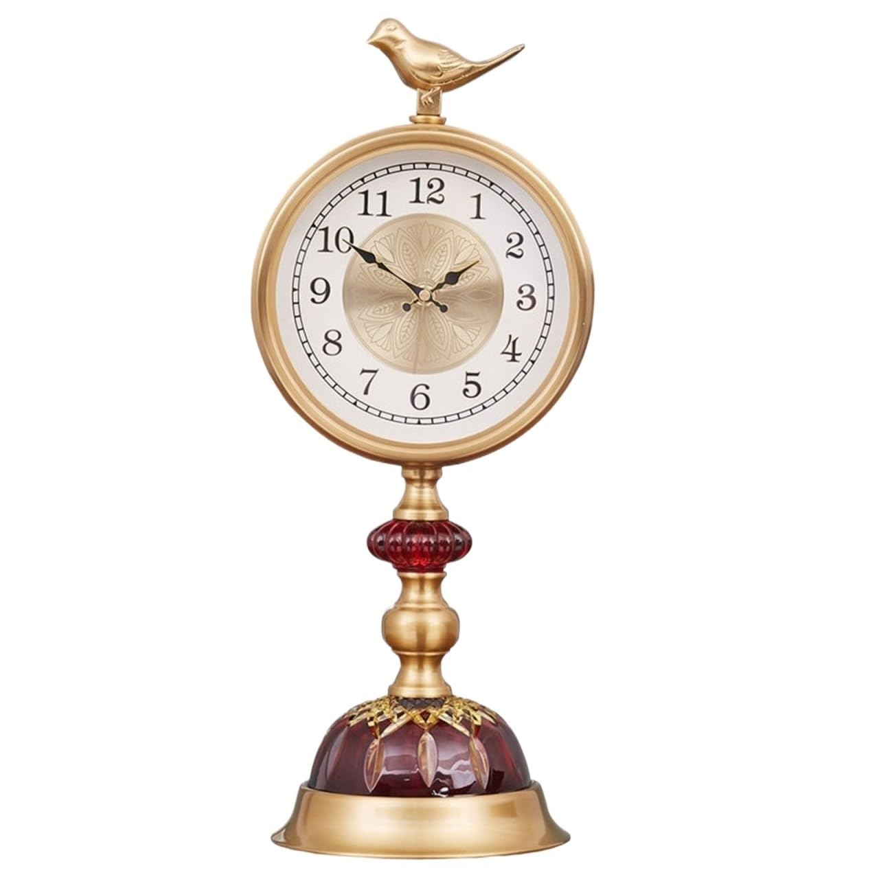GFJHdfhE Mantel Clock | Classic Design Battery Operated Antique Retro Table Clock Silent Bedside Desk For Office Decor Traditional Style(Red1)