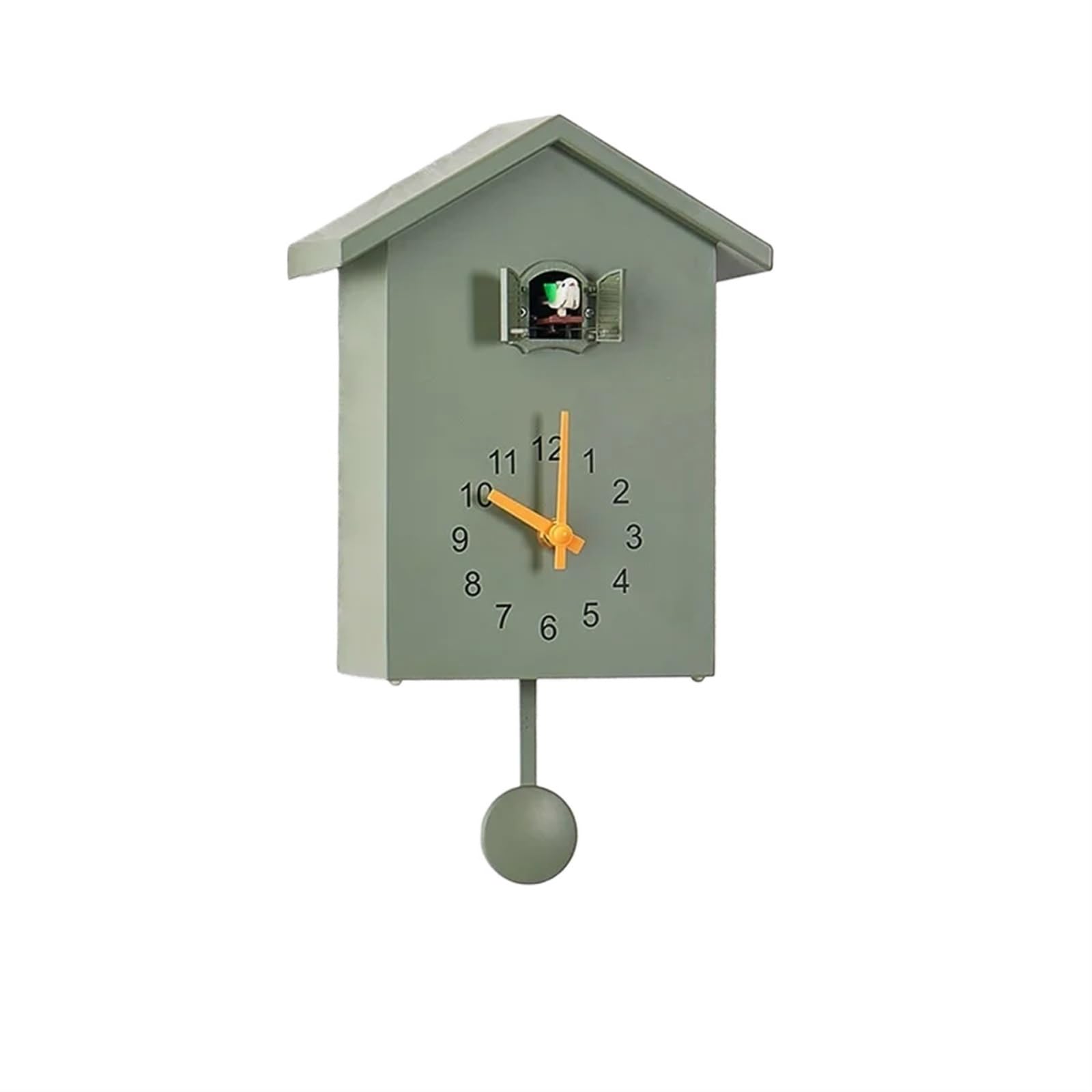 SNGUOQ Cuckoo Clock, Bird Out Of The Window, Alarm, Moving Hour, Silent Design For Bedroom Office(Deep Green)