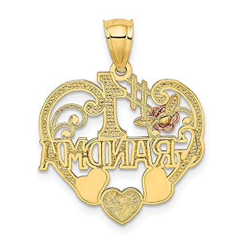 14k Two Tone Gold White Best Grandma Heart Necklace Charm Pendant Grma Grmot Love S/love Message Fine Jewelry For Women Gifts For Her - Image 4