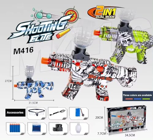 Image of Gel Ball Blaster Gun Automatic Gun for Kids-Adults High Speed Including Gel Balls for Kids and Adults Blue Color (QQ)