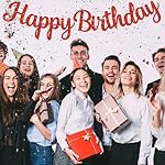 BEISHIDA Red Happy Birthday Banner - NO DIY,10Feet,Pre-Strung-Glitter Backdrop Happy Birthday Sign,Decorations for Women,Bday Party Decorations - Image 4