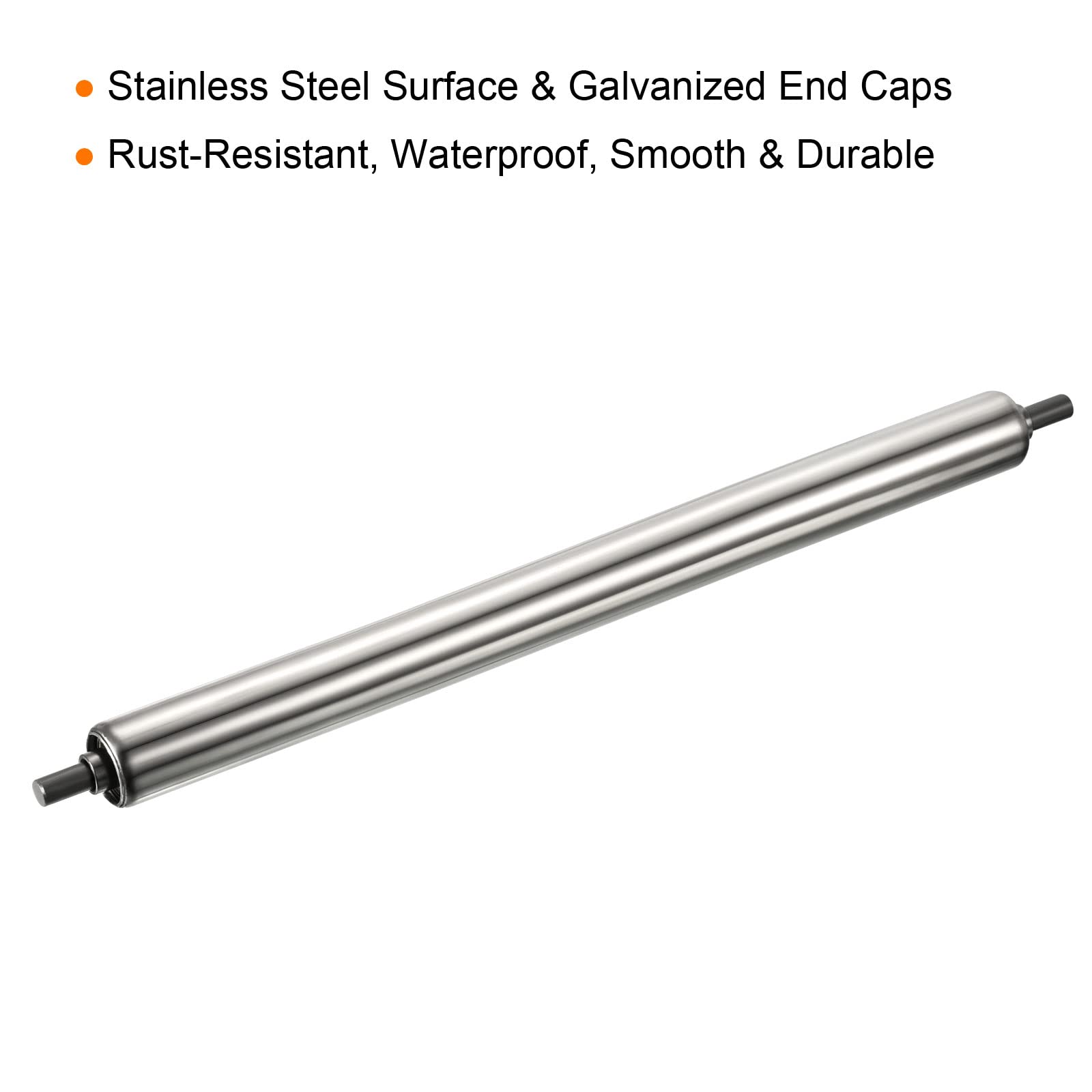 PATIKIL Transportador Rodillo 1" Diámetro 12" Longitud, 2 Paquete Inoxidable Acero Gravedad Transmisión Reemplazo Pieza Galvanizado Extremo, Plata