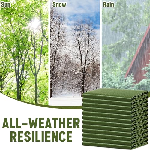 Image of 12 Pack 6 x 8 ft 5.5 Mil Large Tarps Heavy Duty Waterproof Tarp Multi Purpose Tent Cover for Home Boats Cars Camping Patio Furniture Roof Emergency Rain Protective Cover, Army Green
