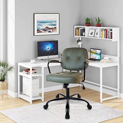 Klasika Office Chair Ergonomic Desk Chairs With Pvc Faux Leather Thickened Cushion Backrest Home Office Computer Swivel Computer Chair For Home Office Computer Green #TOP1