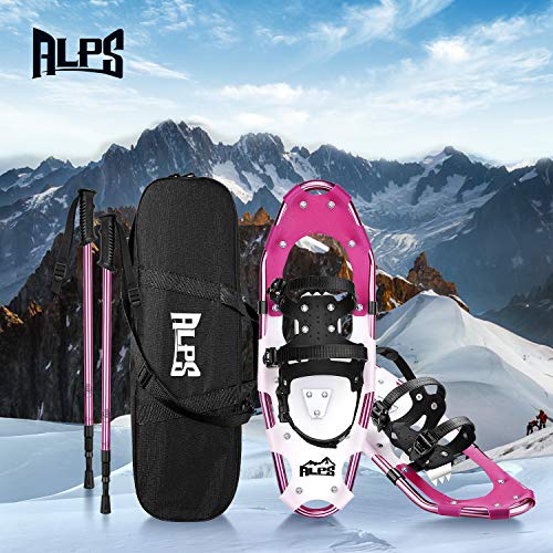 ALPS 25 Inches Light Weight Snow Shoes Set for Women, Girls, Aluminum Snowshoes for Hiking and Outdoor Activities