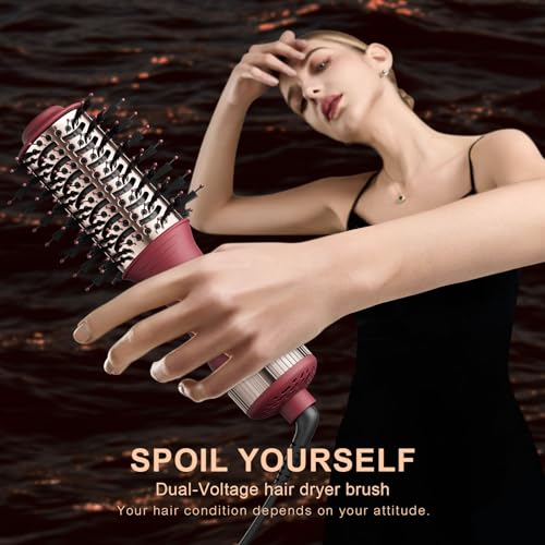 Image of Christmas Gift for Womans-Dual Voltage Hair Dryer Brush,Travel Hair Dryer,Dual Voltage Blow Hair Dryer Brush,European Blow Hair Dryer,110~240V Mini Portable Size for International Travel
