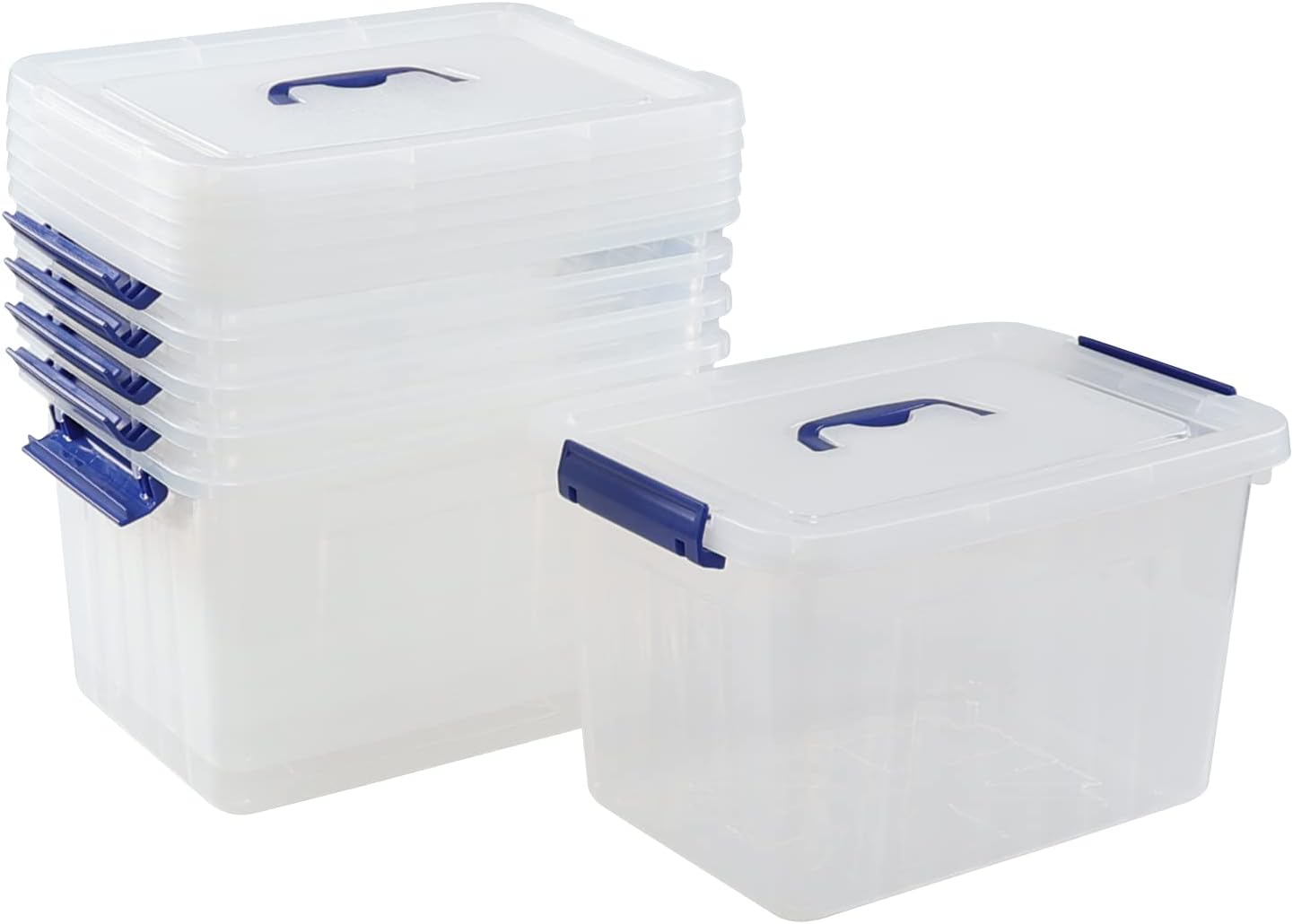 Ponpong 3.5 L Clear Plastic Storage Box, Small Latching Box with Lid, 6 ...