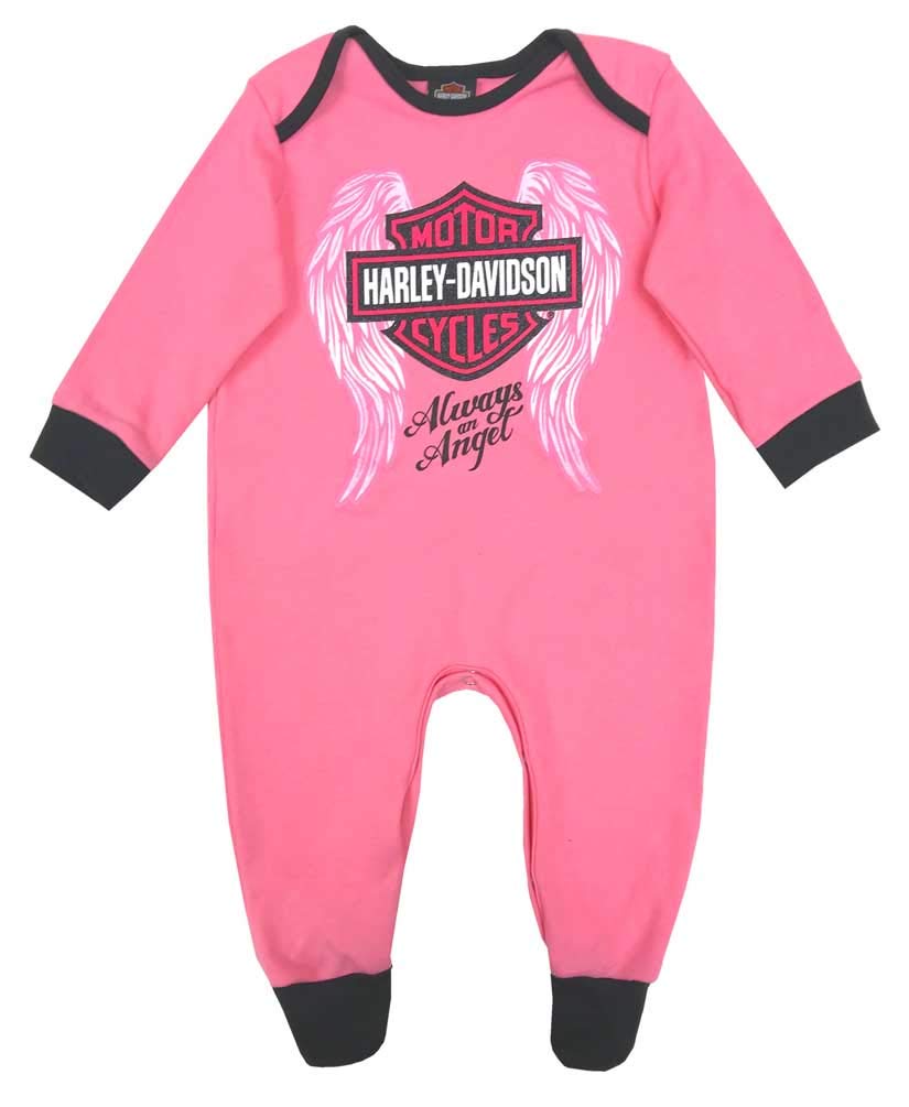 HARLEY-DAVIDSONBaby Girls' Glittery Interlock Footed Coveralls, Pink 3000913