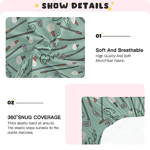 Image of Golf Cartoon Crib Sheets Soft Breathable Fitted Baby Crib Sheets Mattress Cover for Girl Boys, 52 inch x 28 inch x 9 inch