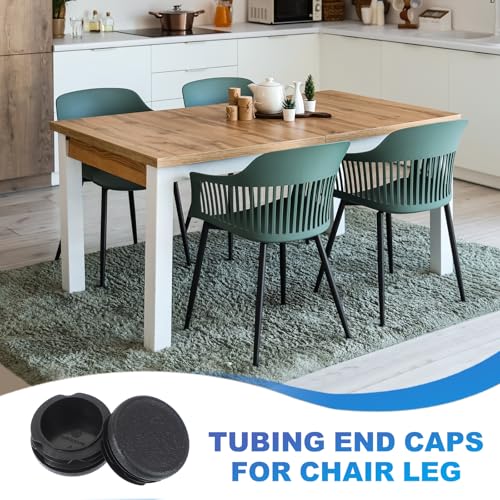 Image of PATIKIL 1-1 /2 Inch Plastic Tubing End Caps, 10 Pcs Round Hole Plug Insert for Round Iron Pipe Chair Leg Table Bookshelves Patio Furniture, Black