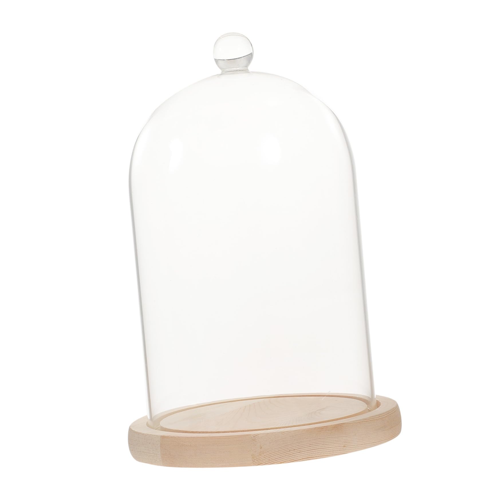 Cabilock Food Snack Protector Preserved Rose Centerpiece Cloche Flower Dome Planter Display Dome with Base Cake Wooden Cabinet