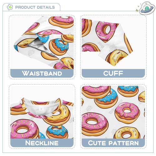 JUNZAN Cute Colorful Cartoon Donuts Pink Little Kids Sweatshirts Hoodies Crewneck Sweatshirt With Hoodie Party 4T3