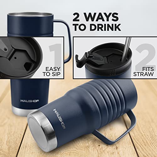Haushof 24 Oz Travel Mug With Handle, Stainless Steel Vacuum Insulated Coffee Travel Mug, Double Wall With Leakproof Lid, Bpa Free #TOP6