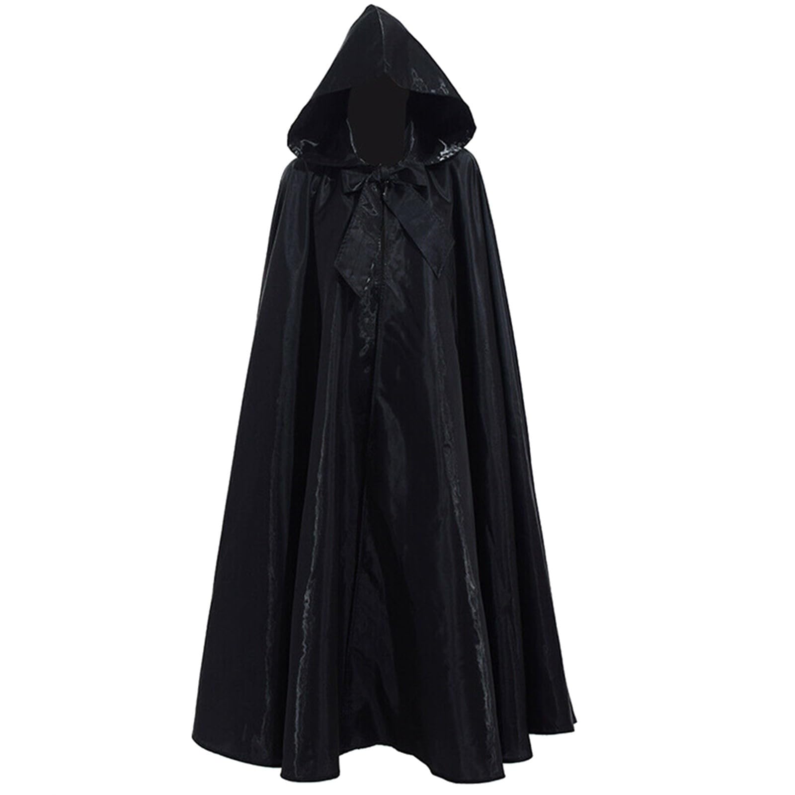 Gothic Summer Dress Womens and Mens Halloween Costume Medieval Cloak Cloak Role Play Performance Costume Cosplay Kids Costume (Black, S)