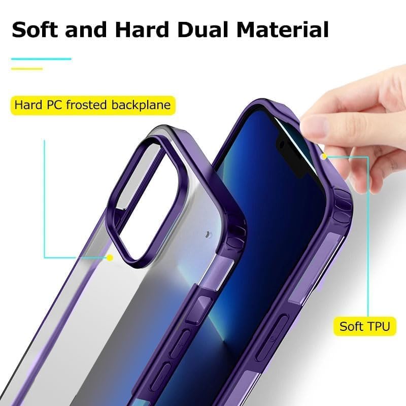 Image of mobistyle iPhone 14 Pro Polycarbonate Non Yellowing Translucent | Ultra Hybrid Drop and Camera Protection Back Cover Case for iPhone 14 Pro (Purple Side)