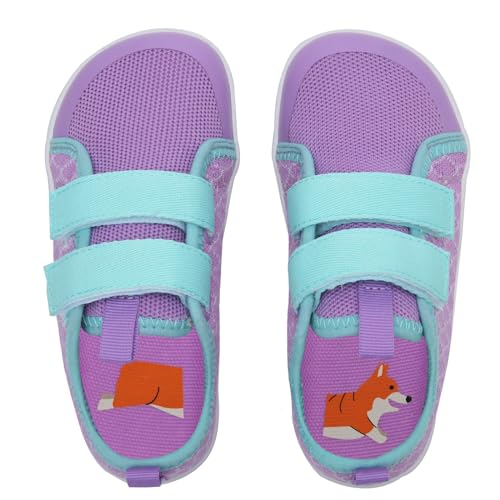 WateLves Toddler Little Kid Wide Barefoot The First Walking Shoes Girls Boys Breathable Lightweight Splay Naturally Minimalist Sneakers(Yulin,23) Purple4