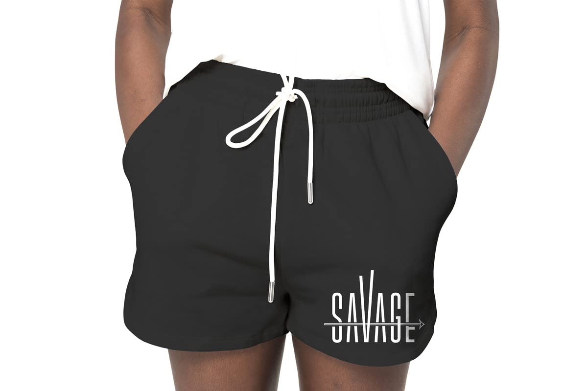 Men's Outdoor Quick Dry Lightweight Shorts Zipper Pockets Running Sports Gym Lycra Shorts for Men. Print- Savage Attitude Funny Design Motivational Short Quote