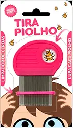 Pente Fino com Dentes em Aço Inox com Lupa Tira Piolho (Rosa)
