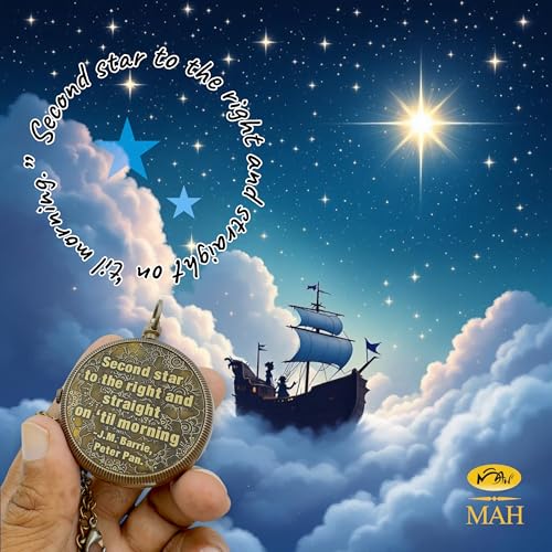 Brújula de latón con diseño grabado ‘Second Star to the Right’ miniatura 6