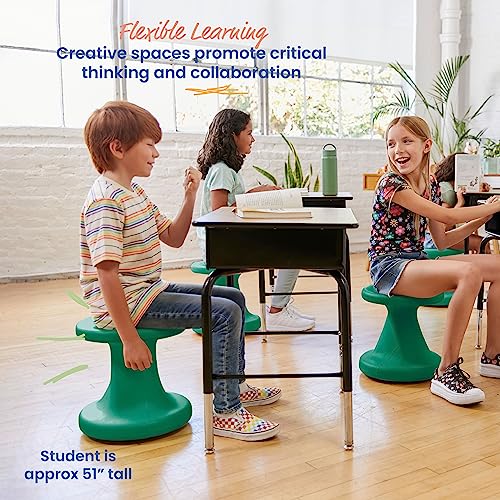 Image of ECR4Kids Twist Active Wobble Stool, 14in Seat Height, Classroom Furniture, Green