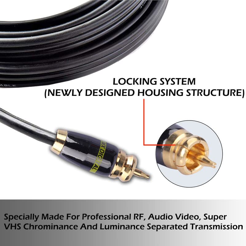 Image of MX RCA Cable 2RCA Male to 2RCA Stereo Audio Cable Gold Plated Adapter Dual Shielded for Home Theater Amplifier Hi-Fi System Car Sound Speaker PARENT (rca male to rca male with Locking System, 5 METER)