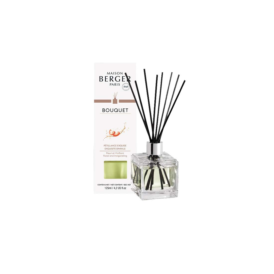MAISON BERGER Room Fragrance, Glass Metal, Pétillance Exquise/Sparkling Like Sparkling, 9.5 cm