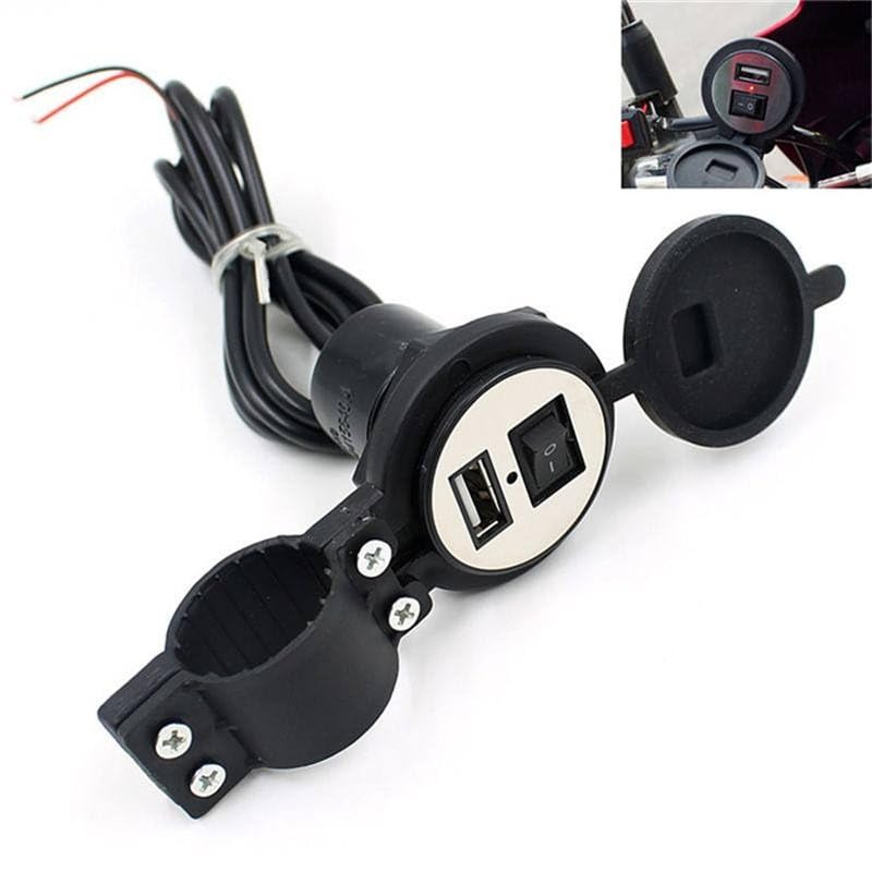 Image of USB Mobile Charger for Bikes and Cars. (Fast Charging Output : 5V-1.5A) (Waterproof Silicon Cover with ON /Off Switch) - Black