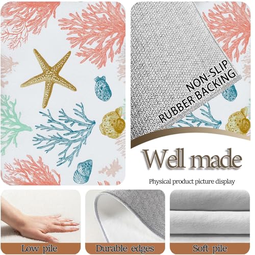 Tapis poils courts lavable impression 3D corail avec envers antidérapant - 8
