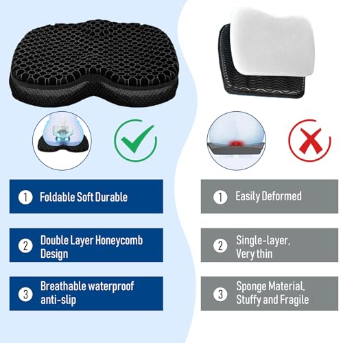 Image of Kayak Seat Cushion, Thicken Anti Slip Waterproof Gel Kayak Seat, Portable Canoe Rowing Rubber Dinghy Pad for Stadium Sit in Kayak Inflatable Fishing Kayak Canoe Kayak Accessories