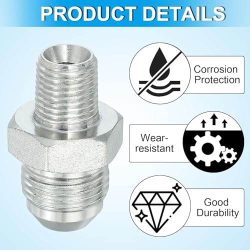 Image of PATIKIL Pipe Adapter Connector 3 /4 inch Male 74 Flare JIC x 1 /4 inch Male R Pipe Fitting 2 Pcs Oil Feed Restrictor Fitting Hydraulic Connector for Oil Steam Water Pipelines System