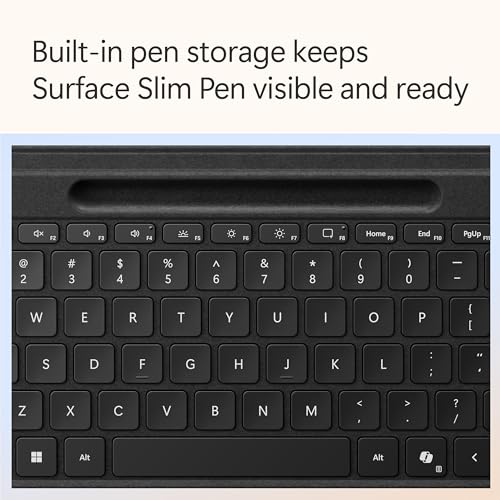 Image of Microsoft Surface Pro Flex Keyboard with Pen Storage Alcantara Keyboard for Surface Pro Copilot+ (11th Edition), Pro 9 and 8, Windows 11 Copilot+ PC, Black