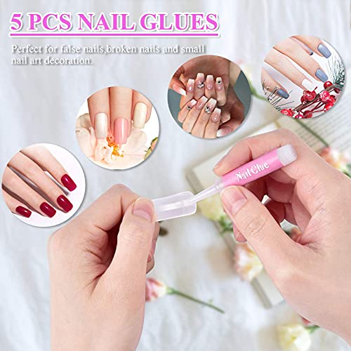 Clear Acrylic Nail Tips, Morgles 500Pcs French Nail Tips Clear Fake Nails Half Cover Clear Nail Tips For Acrylic Nails With Glue Nail File Nail Clipper Cuticle Fork For Nail Art #TOP4