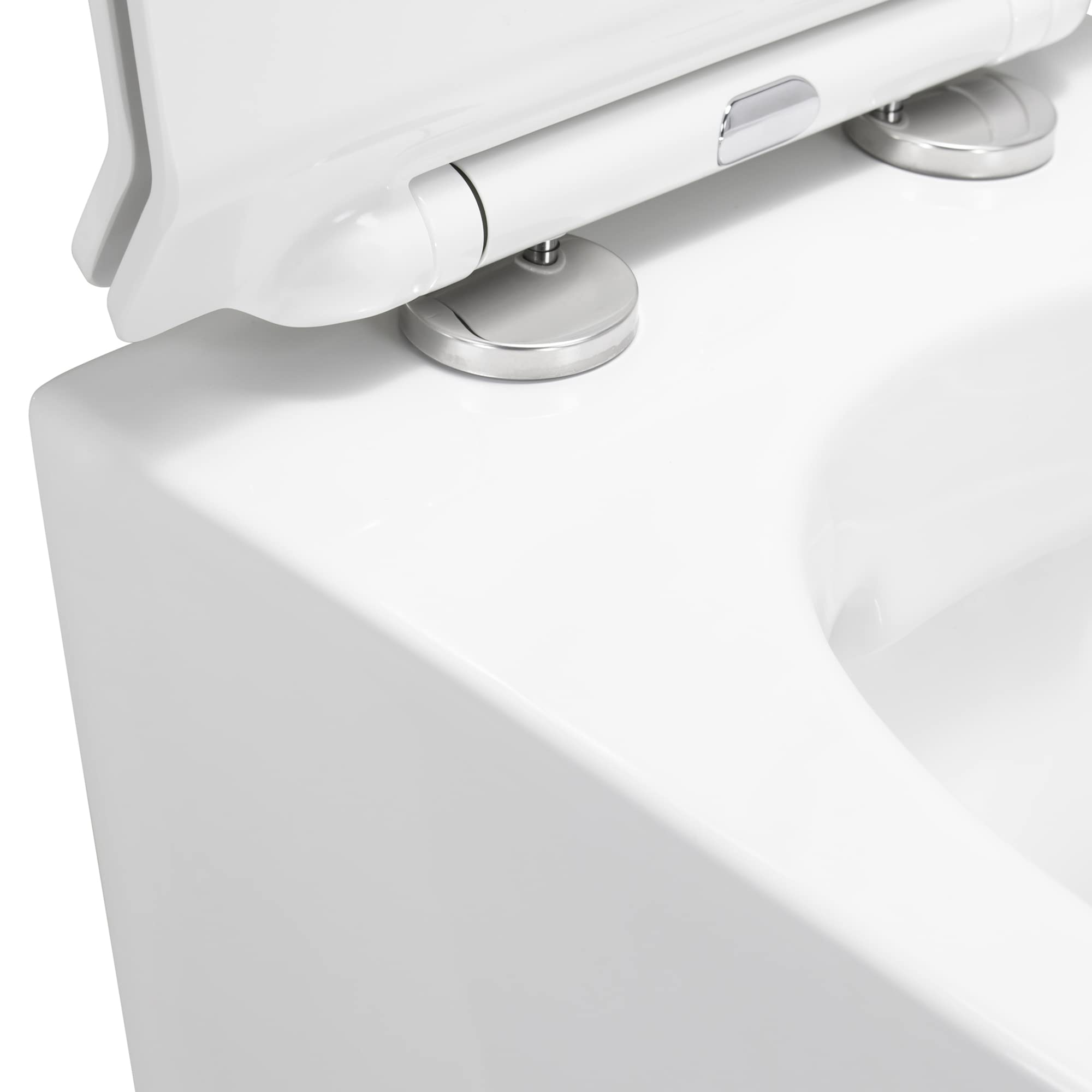 Inodoro suspendido FRANCO Easy Clean Rimless/Rimfree (sin borde) incl. asiento con mecanismo de cierre suave + extraíble en BLANCO