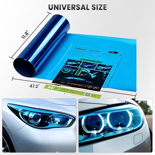 Image of 1797 Car Light Tint Film 12 inchx48 inch Headlight Taillight Vinyl Wrap Dark Blue