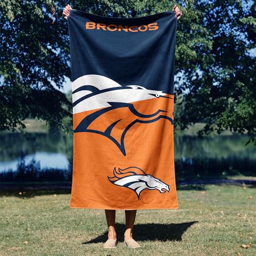 Image of Northwest NFL Denver Broncos Microfiber Beach Towel, 30 x 60 Inches - Quick Dry, Sand Resistant, Lightweight, Highly Absorbent, Incisor Design
