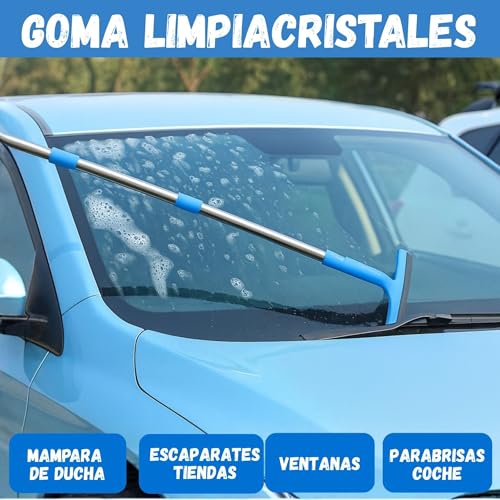 Limpiacristales Telescopico con Rasqueta Limpiacristales + Paños Microfibra | 2 Cabezales Intercambiables con Palo Extensible | Ideal Ventanas Altas, Mamparas y Coche | Incluye Bolsa para Guardar - imagen 6