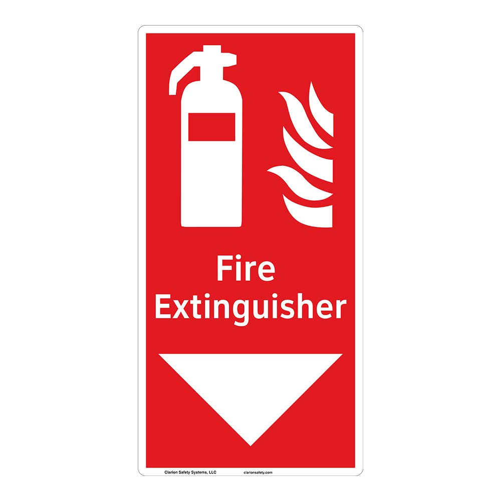 Fire Extinguisher Sign (F1005-)|Flexible Polyester 14" X 7" Self Adhesive Back|ANSI Signs|Sign for Manufacturing, Medical, Power Stations, Chemical Plant, Fuel Storage, Public Buildings