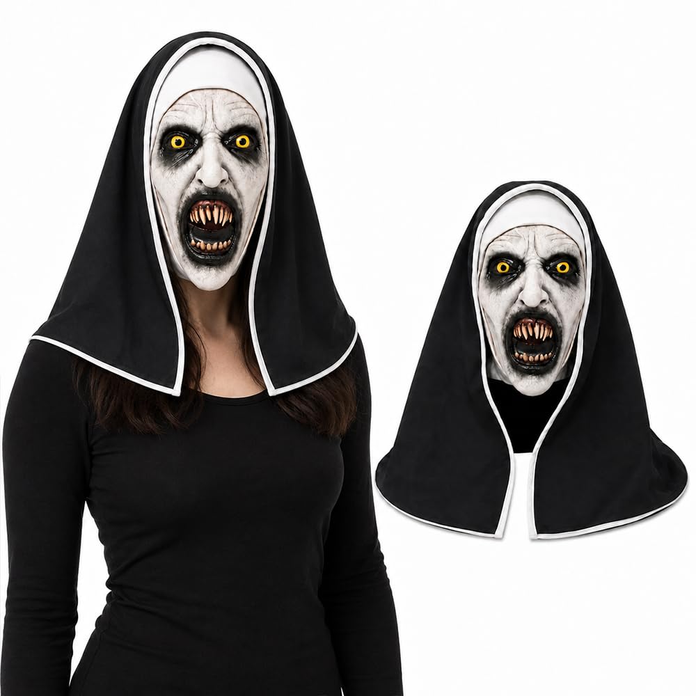 Aekxoeo the nun mask Halloween, scary nun mask halloween masks adults