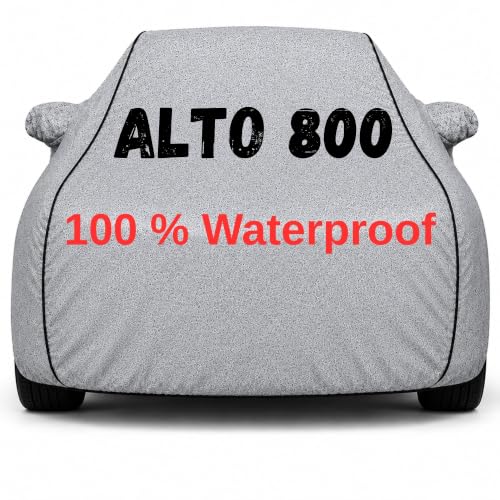 Image of Durable Full Body Waterproof Alto 800 Car Cover | Premium Polyester Silver Cover | Custom Fit Vehicle Protection | UV Resistant, Dustproof, Scratch Resistant, Heat & Wind Protection