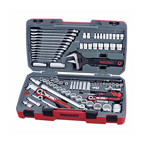 Teng Tools 127 Piece 1/4, 3/8 & 1/2 Drive Metric & SAE Regular/Shallow & Deep Socket Set - TM127, Silver