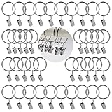 40 Stück Gardinenringe Vorhangringe, Vorhangring mit Clips, Vorhangringe Metall, Vorhang Clips mit Haken, Vorhangstangenring-Clips für Küche, Bad, Schlafzimmer, Wohnzimmer, Balkon