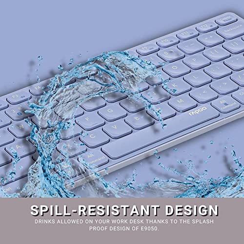 Image of RAPOO E9050 C-Type Rechargeable Bluetooth Wireless Multi-Device (4 Devices) Keyboard for Windows /iOS /Android,Tablet /Smartphone - 3 Years Warranty Purple