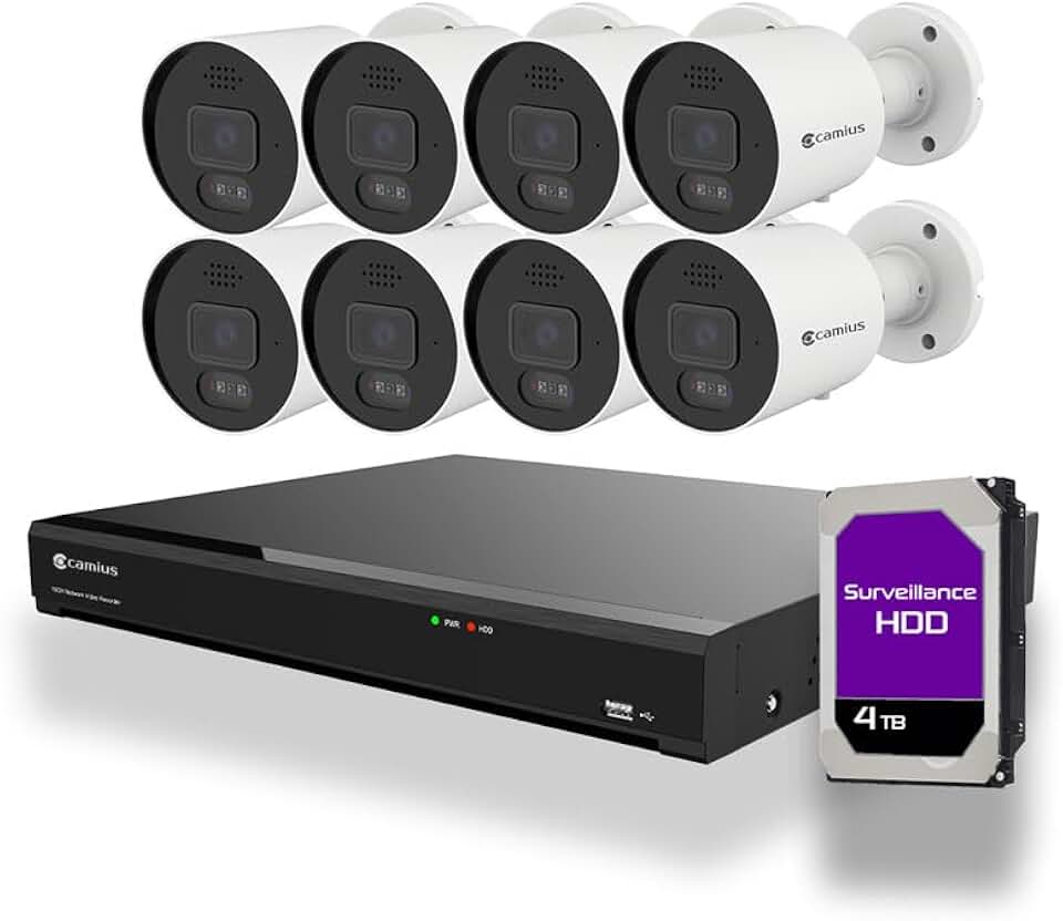 4K NVR Security Camera System, 8 PoE Outdoor Spotlight Cameras, 16 Channel NVR IPVAULT2320PR, 320Mbps, 4TB HDD, Active Deterrence, AI Detection, Siren, Two-Way Audio, No Subscription