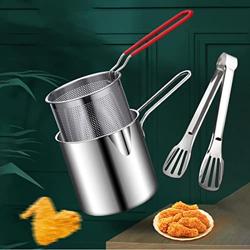 Mini Friteuse Marmite En Acier Inoxydable, Petite Friteuse À Économie D'Style Japonais Avec Passoire, Filtre Écumoire Gaz D'huile ProfonPour Faire Frire Les...