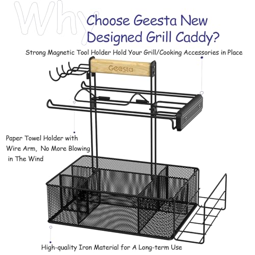 Geesta Grill Caddy - BBQ & Picnic Caddy with Paper Towel & Magnetic Tool Holders, Condiment Storage for Camper & Tailgate - Image 5